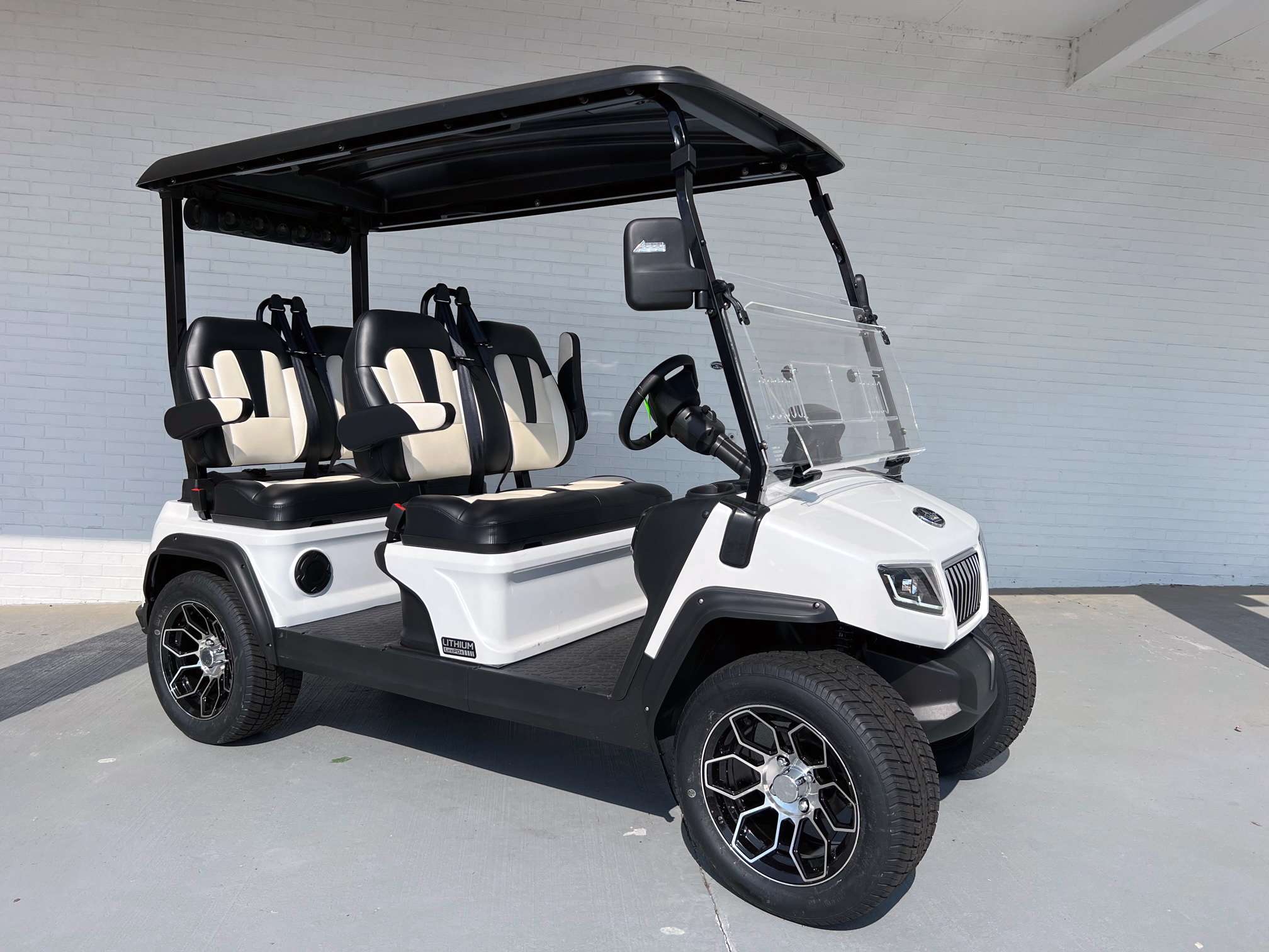 White Evolution D5 Ranger Lithium Golf Cart Forward Facing Golf Carts